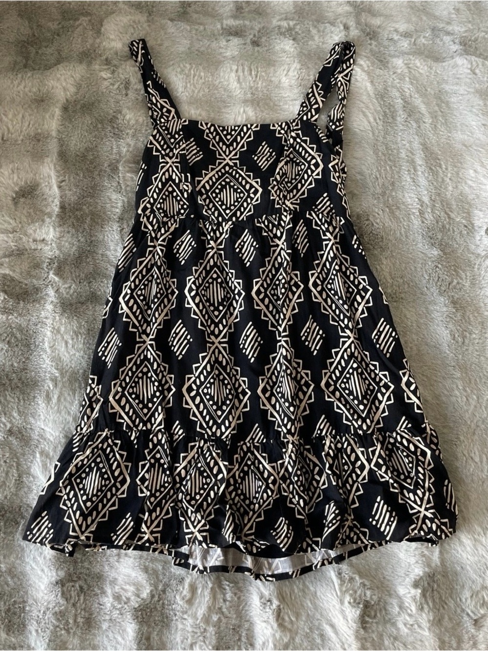 Rewind Black and White Geometric Midi Dress-0344